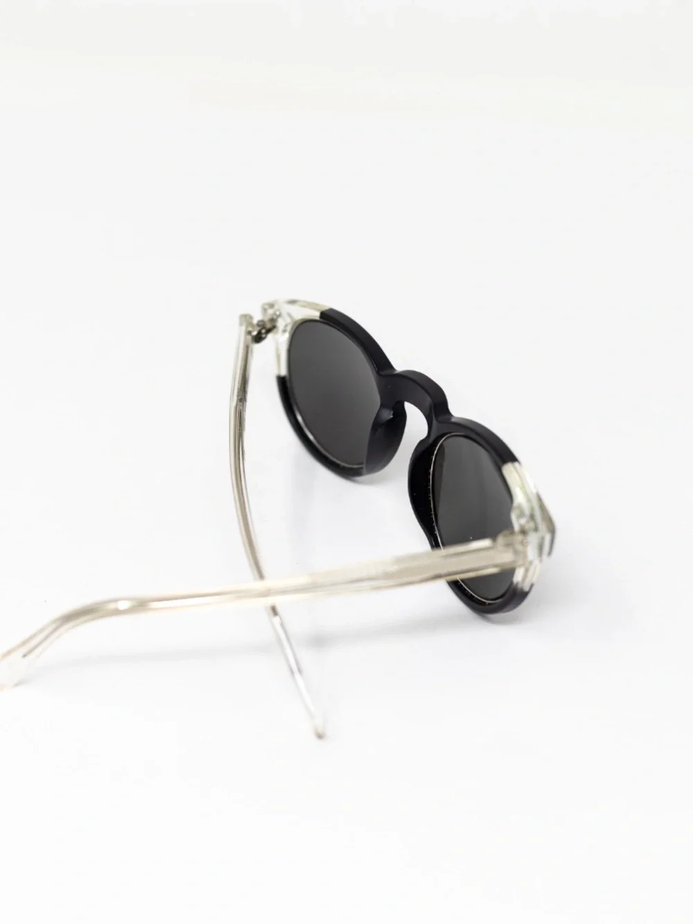 Retro Super Future Paloma Black Clear Plastic Frames Round Lenses Sunglasses